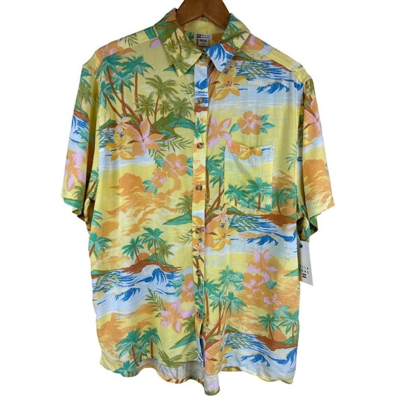 Billabong On Vacation Women's Shirt Woven Button Up Tropical Yellow Size Small - Picture 2 of 12